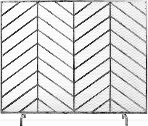 Vista 8 de Best Choice Products Panel individual de 38 x 31 pulgadas, hecho a mano, malla de hierro forjado, protector contra chispas contra incendios
