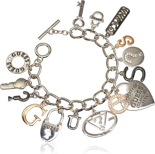 Vista 2 de GUESS Pulsera básica con dije de logotipo de metal mixto, Base