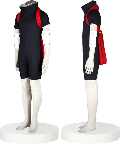 Vista 3 de HHHCOS Leaf Village ninja Shippuden Uchiha Sasuke - Disfraz de cosplay negro de una pieza para Halloween