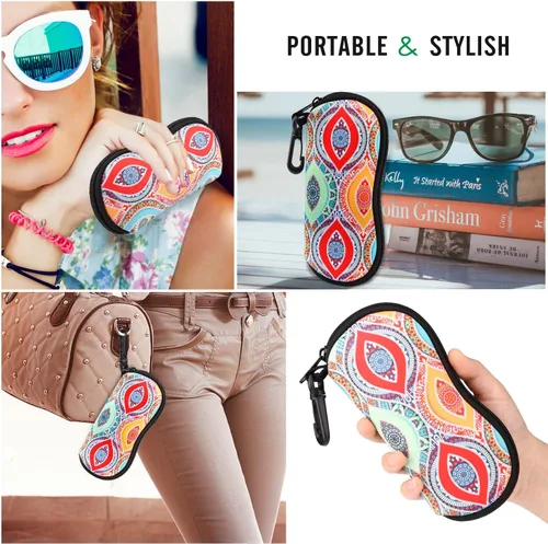 Vista 65 de MoKo - Estuche suave, ultra ligero, de neopreno, para lentes de sol, con cremallera y clip para cinturón