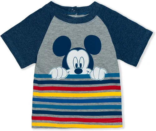 Vista 3 de Disney Mickey Mouse - Conjunto de camiseta, pantalones cortos y mameluco para bebé, grisblanco o azul marinogris