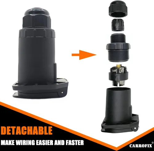 Vista 2 de Enchufe de Remolque de Repuesto de 7 Vías RV Blade - Conector Adaptador de Luz de Remolque de 7 Pines para Extremo de Vehículo