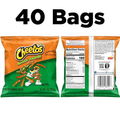 Vista 2 de Cheetos Bocadillos con sabor a queso, crujientes y cheddar jalapeño, 1 onza (paquete de 40)
