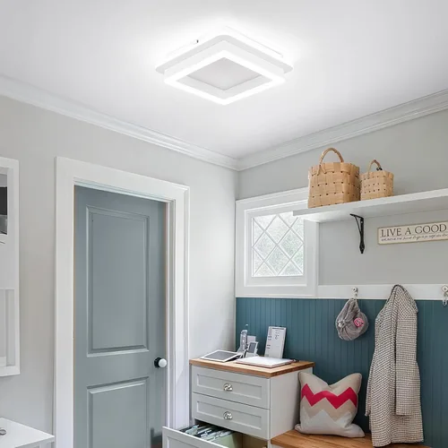 Vista 8 de CANEOE Luz de Pasillo Cuadrada de 24W, Moderna Luz de Techo LED de Montaje al Ras, Luces de Acrílico Blanco Cerca del Techo para Dormitorio Comedor
