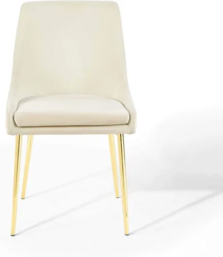 Vista 6 de Modway Viscount Performance - Sillas de comedor de terciopelo, juego de 2, color dorado marfil