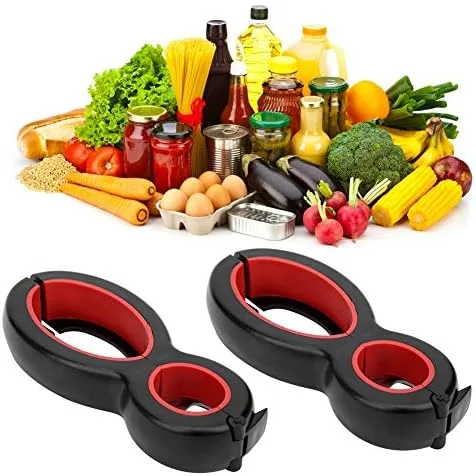 Vista 4 de Abrelatas 6 en 1, abridor de botellas, abridor de botellas multifuncional, accesorios de mano para cocina, 2