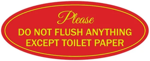 Vista 9 de Signs ByLITA Letrero ovalado con texto en inglés «Please Do Not Flush Anything Except» (Negro), tamaño pequeño