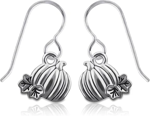 Vista 4 de Halloween Dangle Earrings Seasonal Festive Holiday Earrings Sterling Silver Fall Autumn Drop Earrings Multiple Designs Available (Pumpkin)