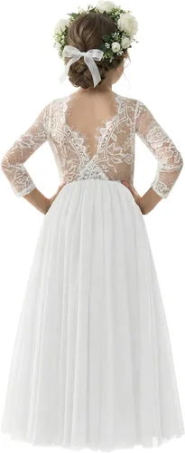 Vista 10 de 2Bunnies - Vestido de fiesta con tutú de tul, espalda de encaje de rosa, tipo A, para niñas Maxi sin mangas de encaje