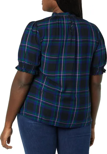 Vista 4 de Tienda Essentials Women's Fluid Twill Short Puff Sleeve Smock Detail Shirt