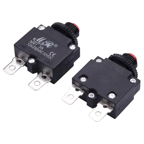 Vista 4 de Disyuntores térmicos de 3 amperios, 125/250 V CA 32 V CC, botón de reinicio manual, protector de sobrecarga, interruptor de disyuntor 3A, paquete