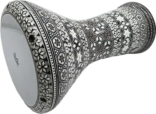 Vista 3 de La Darbuka Doumbek egipcia de 17" de Zaza Percussion con madreperla (Black Master)