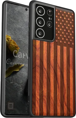 Vista 12 de Carveit Funda de madera real y TPU para Galaxy S21, funda protectora a prueba de golpes, funda de madera única y elegante, compatible con Samsung