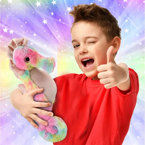 Vista 2 de DolliBu Peluche de caballito de mar arcoíris, animales de peluche súper suaves para niñas y niños, adorables criaturas marinas de peluche para niños