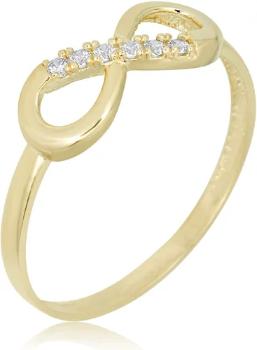 Vista 2 de AVORA Anillo de moda infinito de diamantes simulados de oro amarillo de 10 quilates Oro amarillo Zirconia cúbica