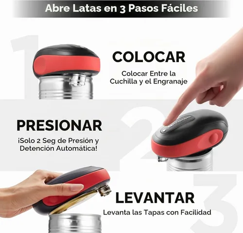 Vista 3 de Kitchen Mama Abrelatas eléctrico One-To-Go, color rojo Rojo con negro