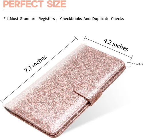 Vista 2 de Funda para chequera edición 2021 - Funda de cuero estándar para chequera con cierre magnético MCmolis Check Book Cover Holder Wallet para mujer