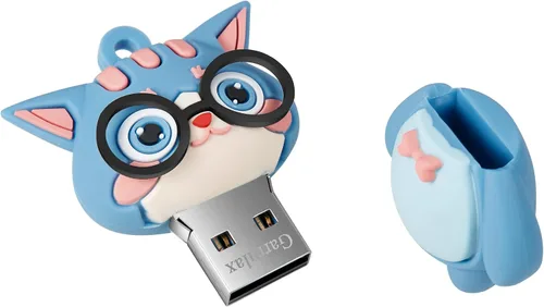 Vista 2 de Unidades flash USB, de silicona impermeable, USB2.0, de alta velocidad, para almacenamiento de fecha, disco Pendrive U (16 GB, gato azul)