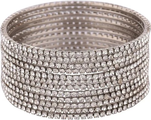 Vista 6 de Efulgenz - Brazalete con estrás indio de cristal CZ, brazalete nupcial de Bollywood para joyería de mujer Dorado