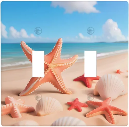 Vista 13 de Starfish 1 palanca 1 interruptor de luz basculante cubierta de placa de pared decoración para el hogar dormitorio cocina decorativa 4.5 x 4.5