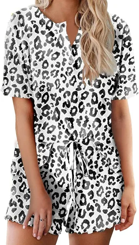 Vista 42 de Ekouaer Conjunto de pijamas teñidos con técnica tie dye para mujer, ropa de dormir, 2 piezas, conjuntos de pijamas, ropa de relajación A-tie Dye