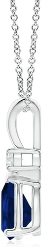 Vista 10 de Angara Colgante de lágrima de zafiro azul natural con diamante en plata/oro macizo de 14 quilates/platino Cumpleaños, compromiso, aniversario
