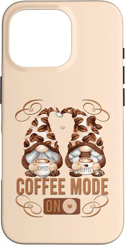 Vista 20 de iPhone 16 Funny Coffee Mode On For Women With Cute Coffee Gnomes Case