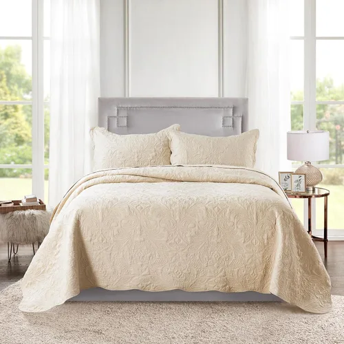 Vista 11 de HoneiLife Juego de ropa de cama tamaño Queen, juego de edredón de microfibra para cama Queen, colchas ligeras de 3 piezas, edredones reversibles