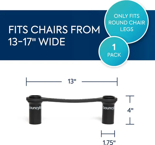 Vista 2 de Bouncyband Original Bouncy Bands para sillas, negro, 1 unidad, bandas para sillas para patas de silla de 13 a 17 pulgadas de ancho con tubos