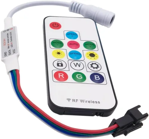 Vista 3 de Controlador LED DC5-24V 4Pin Mini 17Key RF Efecto remoto inalámbrico para WS2813 WS2815 luces de tira direccionables individualmente