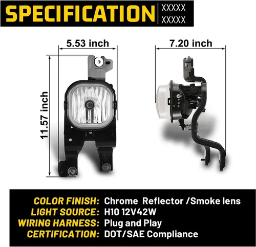 Vista 8 de Luces antiniebla para Ford F-250 F-350 F-450 F-550 F-550 F250 F250 F350 F450 F550 Super Duty Lámparas antiniebla con bombillas H10 12V 42W incluye