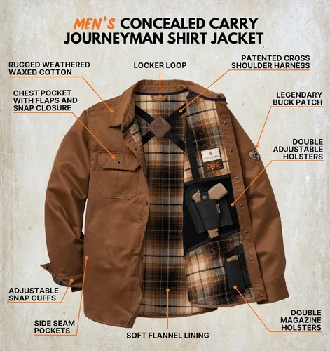 Vista 2 de Legendary Whitetails - Chaqueta Journeyman para hombre, tipo camisa, Conceal and Carry Cebada