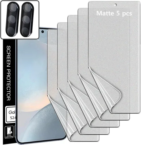 Vista 7 de [5+2] 5 protectores de pantalla de película de TPU antirreflejos (mate) + 2 protectores de lente compatibles con Samsung Galaxy S24 Ultra 5G 2024