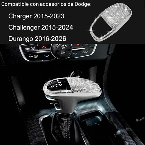 Vista 2 de Cubierta de cabeza de perilla de cambio brillante para accesorios Dodge Charger 2015-2023 Challenger 2015-2023 2024 Durango 2016-2025 2026 ABS