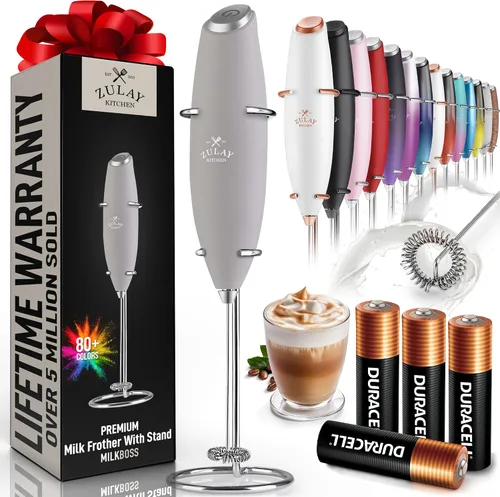 Vista 22 de Zulay Milk Boss Espumador de leche potente manual, hace espuma para latte, batidor para mezclar bebidas, café, miniespumador para capuchino, frappé