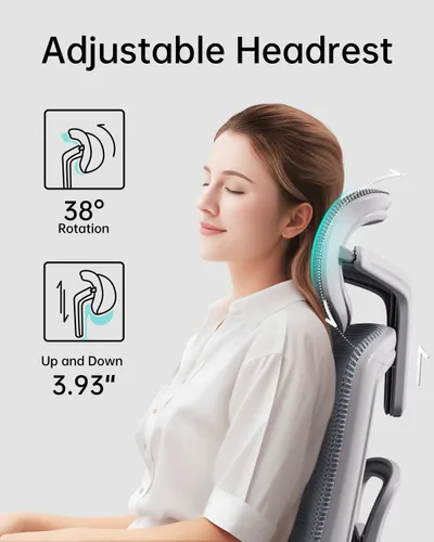 Vista 5 de Hbada Silla de oficina ergonómica con reposabrazos ajustables 3D, soporte lumbar ajustable, respaldo alto para silla de computadora, silla