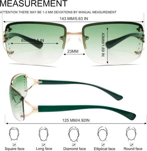 Vista 5 de VANLINKER Elegantes gafas de sol rectangulares sin marco sin montura para mujer