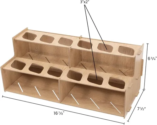 Vista 2 de Mezzo Artist Paint and Brush Rack - Soporte de Escritorio Multicapa de Laminado Veteado de Madera Organizador de Almacenamiento y Exhibición