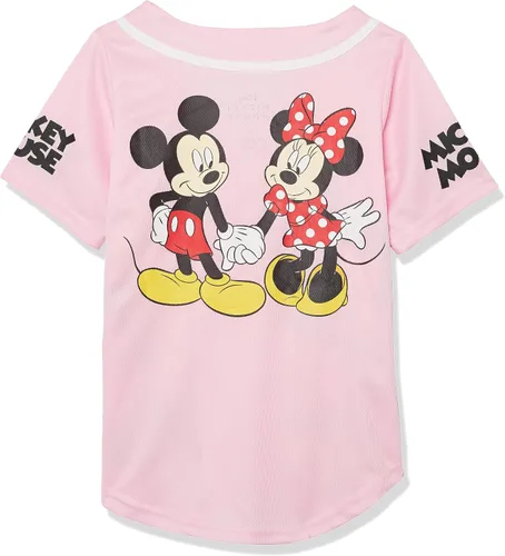 Vista 2 de Disney Camiseta de béisbol de Mickey y Minnie Mouse para niñas, camisa clásica de malla con botones