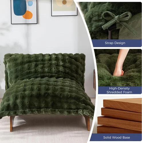 Vista 6 de MAXYOYO Silla ajustable para sala de estar, puf convertible y sillón reclinable con marco, cojín extraíble, tela de burbujas, suave tapizado