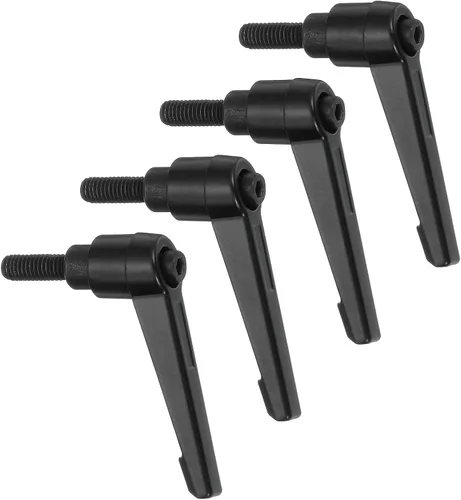 Vista 26 de uxcell 4 perillas ajustables M5 x 0.472 in, rosca macho, botón de trinquete, bloqueo rápido, perno giratorio para maquinaria de torno, color negro