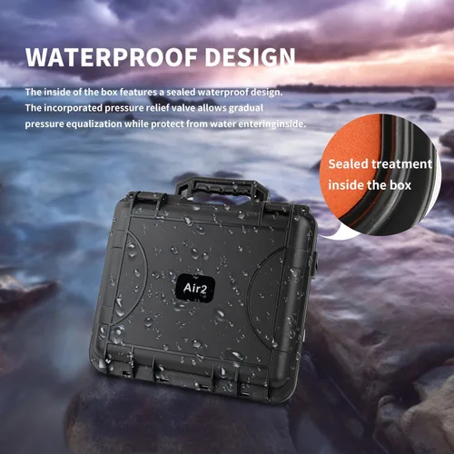 Vista 4 de Mavic Air 2 - Funda rígida de transporte para DJI Air 2/2S Drone y accesorios, impermeable, a prueba de golpes, protección completa