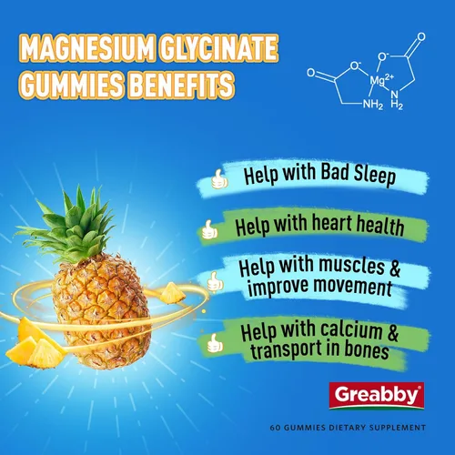 Vista 4 de Gomitas de complejo triple de magnesio – 800 mg de glicinato y citrato de magnesio, apigenina y L-teanina, para niños y adultos, naturalmente