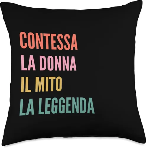 Vista 4 de Disegni Di Nomi Italiani Divertenti Per Contessa Divertido diseño italiano de primer nombre, almohada Contessa, 16 x 16 pulgadas, multicolor