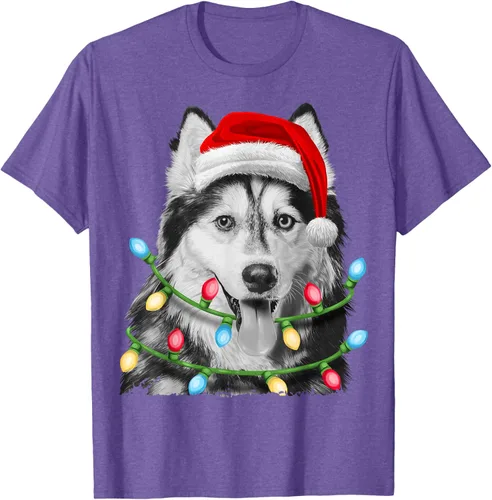 Vista 9 de Camiseta para niños con diseño de hachís siberiano con luces de árbol de Navidad Negro