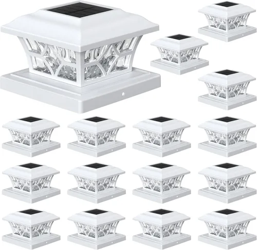 Vista 11 de APONUO Paquete de 4 luces solares para tapa de poste con batería de 1000 mAh, para vallas de 4 x 4, 5 x 5, 6 x 6, tamaño más grande y más duradero