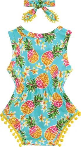 Vista 6 de BFUSTYLE Ropa para bebé niña de 0-24 meses Conjunto sin mangas Mameluco Body para bebé con diadema
