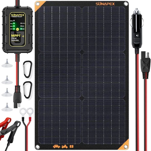 Vista 18 de SUNAPEX Cargador de batería solar de 5 vatios para coche, 12 voltios, impermeable, alimentado por energía solar, cargador y mantenedor, cargador