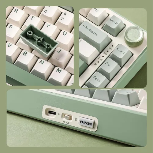 Vista 8 de YUNZII Teclado mecánico inalámbrico B75 PRO, diseño del 75% con perilla, estructura de junta de intercambio en caliente, interruptores prelubricados