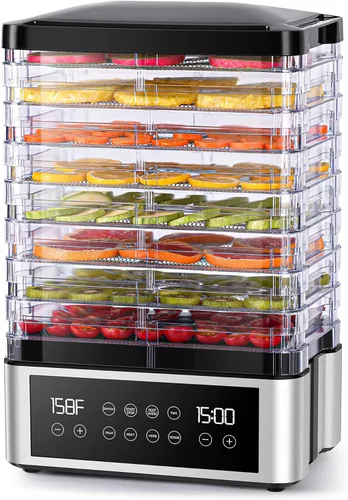Vista 7 de Deshidratador de alimentos, deshidratador de un solo toque con control automático de temperatura, 5 bandejas sin BPA de 11.4 pulgadas para cecina